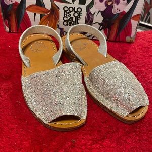 Girls Colors of California silver sparkle sandals